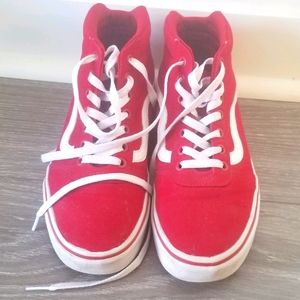 Red high top Van's sneakers